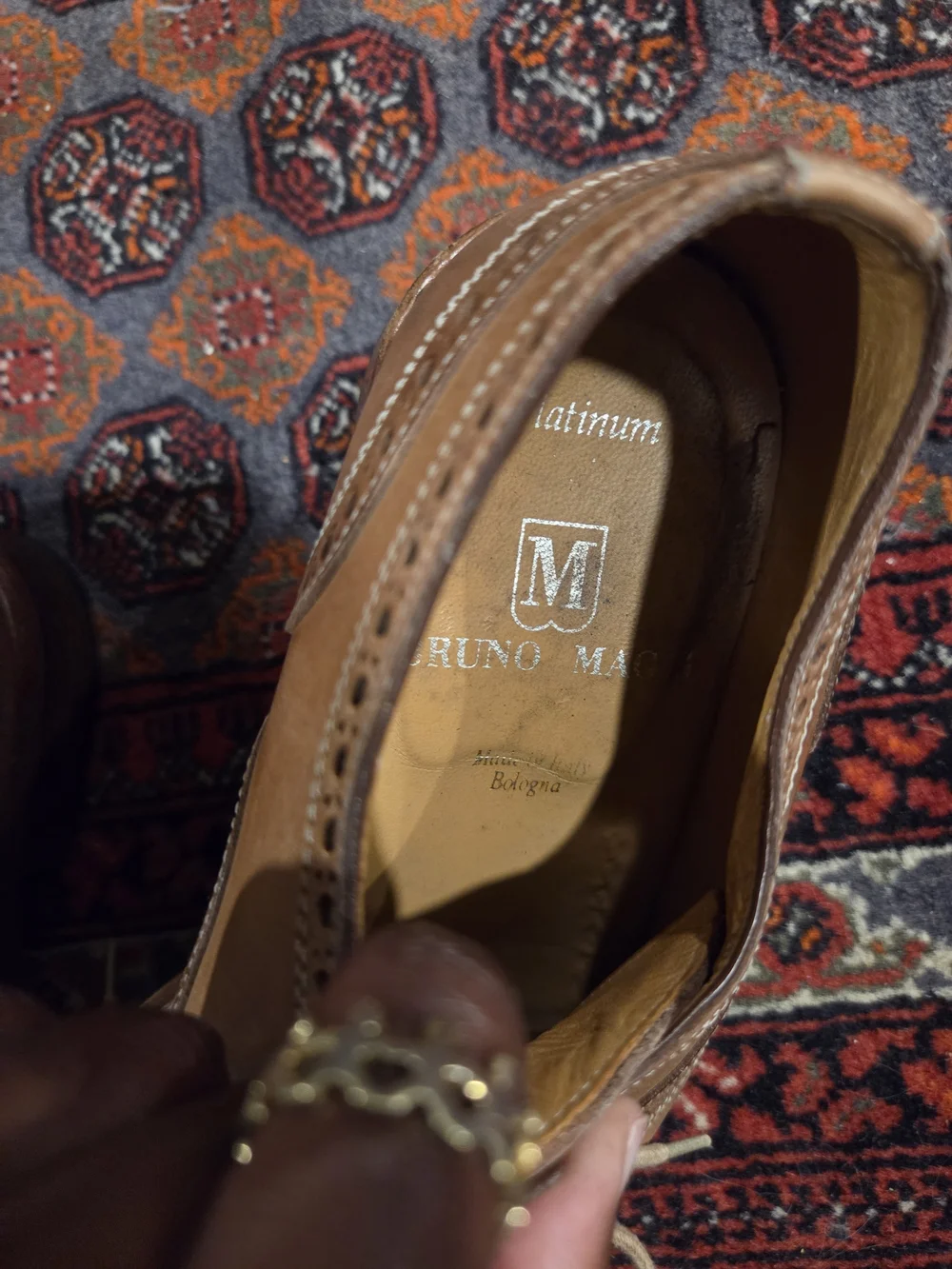 Bruno Magli Tan Leather Brogue Oxfords